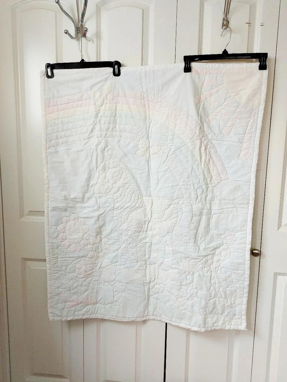 90s Rainbow Zebra Baby Quilt Wallhang Cranston Print Works Excentric Psychedelic